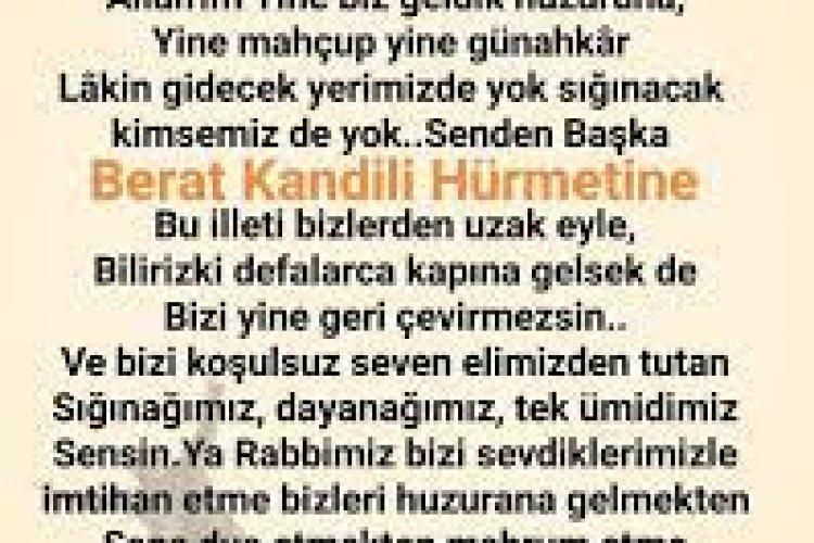 BERAT KANDİLİ DUASI
