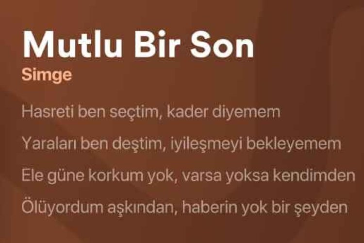 Simge Mutlu Bir Son şarkı sözleri