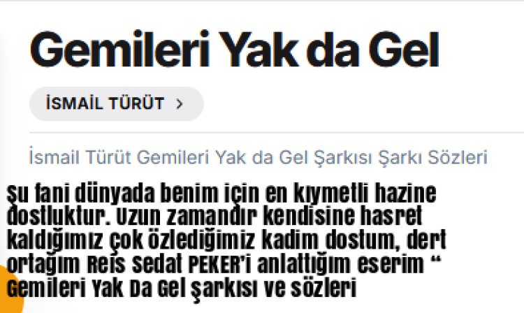 İsmail TÜRÜT – Gemileri Yak da Gel