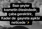 Bazı Şeyler Kısmetin Ötesindedir Çaba Gerektirir