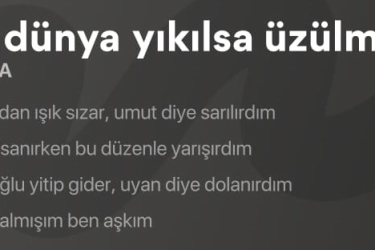 TUANA bu dünya yıkılsa üzülmem şarkı sözleri